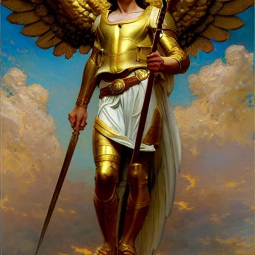 Prompt: saint michael the angel, guarding the world from evil. highly detailed painting by gaston bussiere, greg rutkowski, j. c. leyendeker 8 k