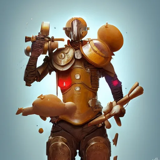 Image similar to portrait of armor made of french toast, pixar, pokemon, volumetric lighting, dynamic composition, art by sachin teng and sergey kolesov and ruan jia and heng z, fantasy, hyper detailed, ultra realistic, sharp focus, wildlife photography, national geographic, octane render, concept art