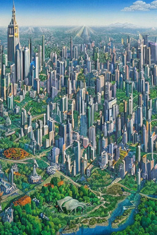 Prompt: A beautiful ultra detailed matte painting a emerald city in oz by rob Gonsalves, trending on artstation