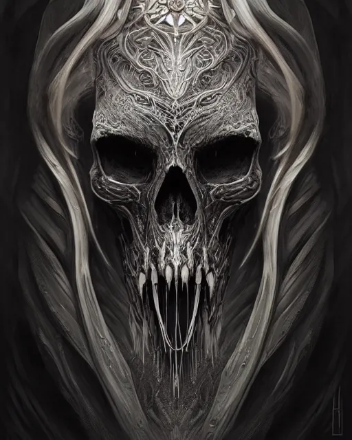 Prompt: fractal skull horse by giger, deep focus, d & d, dark fantasy, intricate glow accents, elegant, highly detailed, digital painting, artstation, concept art, matte, sharp focus, 8 k 3 d, hearthstone, art by artgerm and greg rutkowski and alphonse mucha