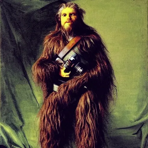 Image similar to chewbacca as an 1 8 th century nobleman, painted by john everett millais