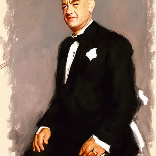 Prompt: a portrait of tom hanks by john singer sargent