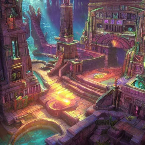 Image similar to the lost city of Atlantis, ultra high detail, dramatic lighting, hyper realistic, in the style of tyler edlin