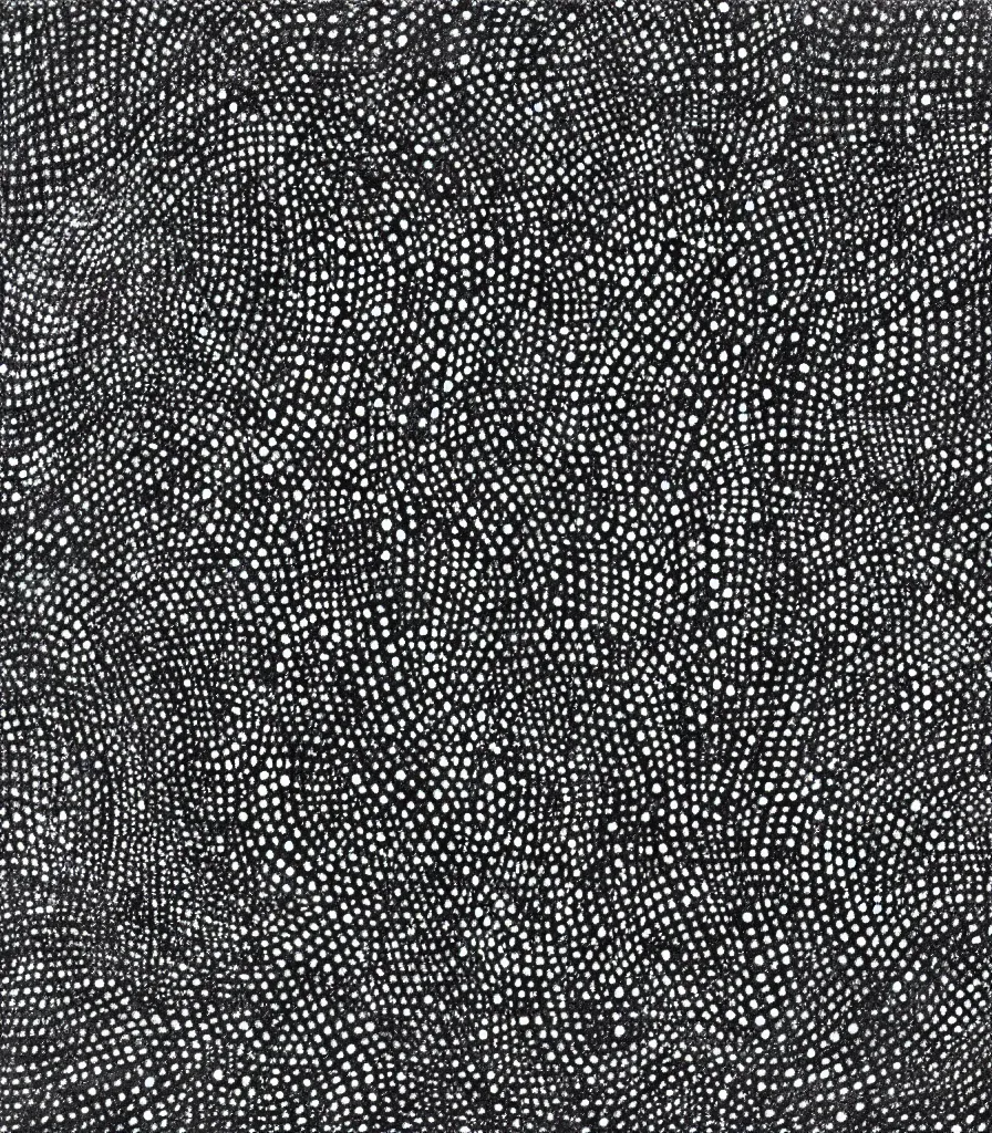 Image similar to a painting of two black, symmetrical, spiral galaxies, pointilism, rough charcoal sketch, black dots