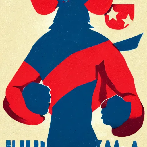 Image similar to Furry propaganda, propaganda art, furry art, red, white, blue, 8k