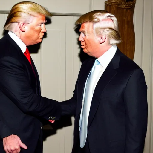 Image similar to anderson cooper and donald trump shaking hands