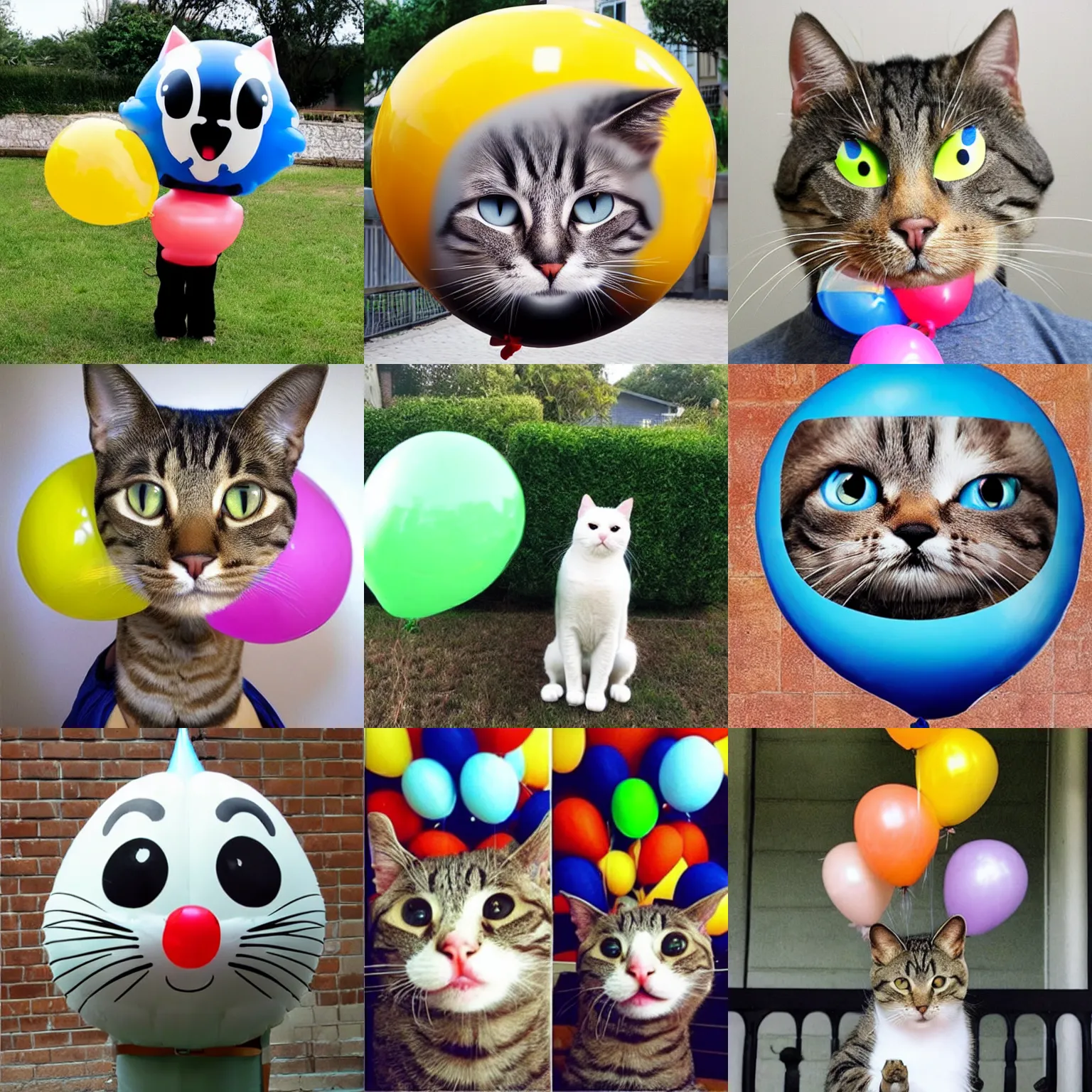 Prompt: funny cats, huge balloon head