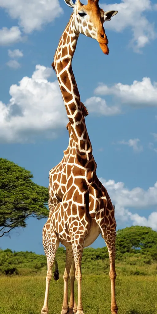 Image similar to giraffe with angel wings on its back, full body shot, wings, by studio ghibli