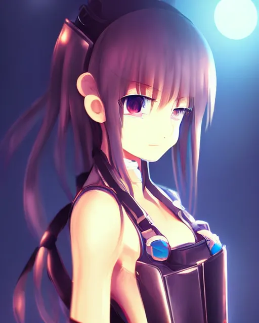 Image similar to portrait of anime girl in mechanic armor in night tokyo by makoto sinkai, perfect face, fine details