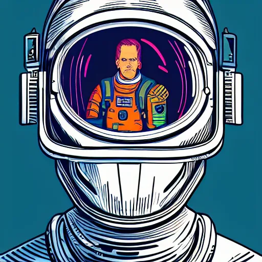 Image similar to in the style of max prentis and deathburger and laurie greasley a portrait of astronaut, highly detailed, colourful, 8k wallpaper