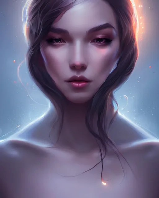 Prompt: Dark fantasy princess portrait, elegant detailed digital art, artstation, by artgerm and WLOP, cosmic halo of light, radiant glow