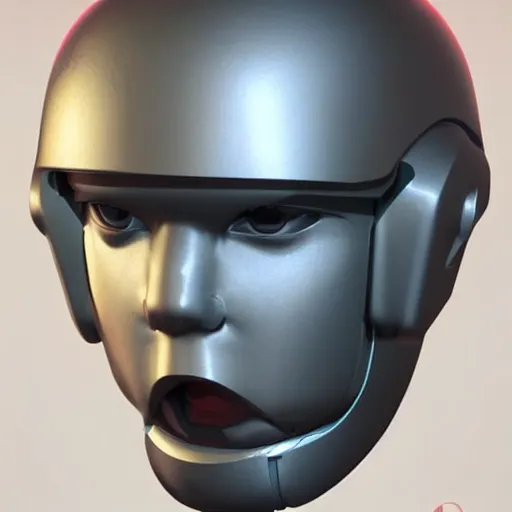 Image similar to an amazing robot-helmet, robotic head-bust portrait, of a sci-fi, human robot hybrid with weaponized systems built into the 3d helmet, cgi, zbrush, blender, octane render
