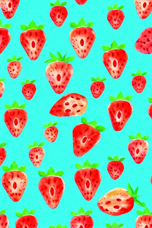 Image similar to minimalist watercolor art of strawberries, illustration, vector art
