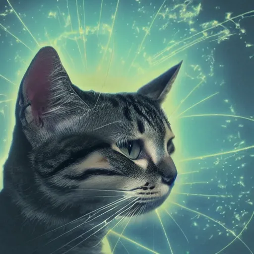 Image similar to strange attractor, but with cats in cyberspace, fantasy