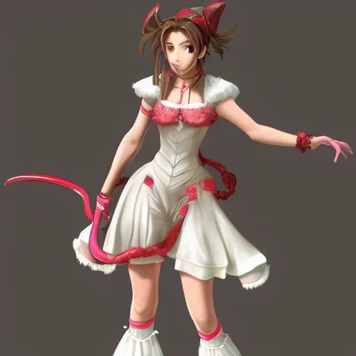 Image similar to full body shot of aerith gainsborough, highly detailed, concept art trending on artstation