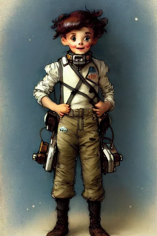 Image similar to ( ( ( ( ( 2 0 5 0 s retro future 1 0 year old boy super scientest in space pirate mechanics costume full portrait. muted colors. ) ) ) ) ) by jean baptiste monge, disney!!!!!!!!!!!!!!!!!!!!!!!!!!!!!!