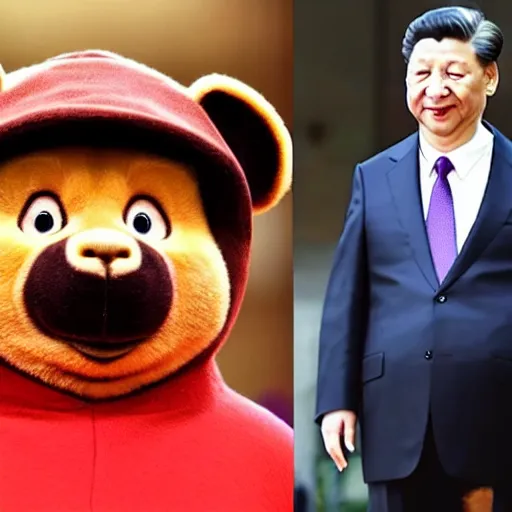 Prompt: The face of Xi Jinping looks like the face of Winnie the Pooh, caricature