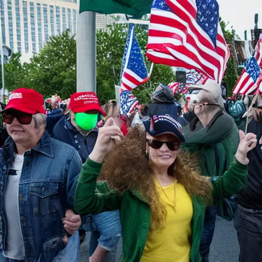 Prompt: trump supporters storming emerald city,