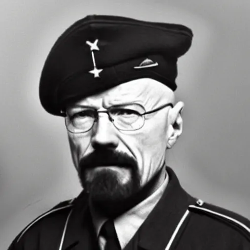 Prompt: walter white as a soldier in ww 2, grainy photo