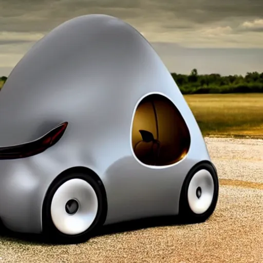 Image similar to a car shaped like an acorn, concept,