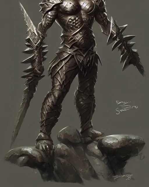 Prompt: concept art of a ancient stone warrior, tight revealing moss armor, stone, rocks | | epic - fine - fine details by stanley artgerm lau, wlop, rossdraws, and sakimichan, trending on artstation, brush strokes