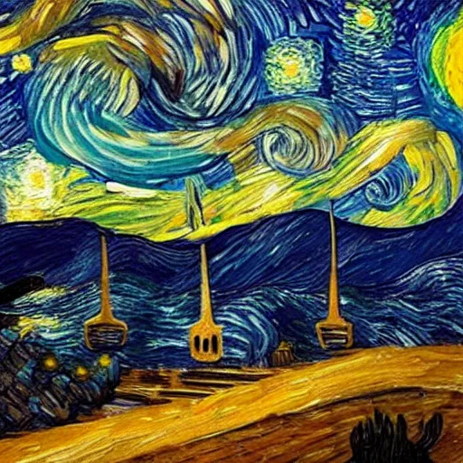 Image similar to dexter morgan painting starry night in the style of van gogh oil painting