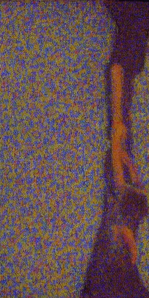 Image similar to a film still of suspiria by dario argento 1 9 7 7 movie, painted by georges seurat, impressionism, points, pointillism, high quality