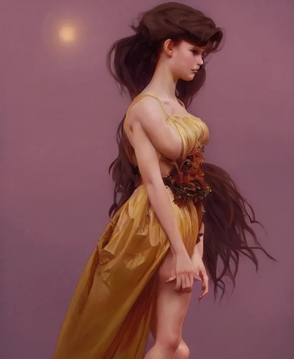 Image similar to teen girl in dress made of honey, realistic portrait, highly detailed, digital painting, artstation, concept art, smooth, sharp focus, illustration, cinematic lighting, art by artgerm and greg rutkowski and alphonse mucha and boris vallejo and frank frazetta