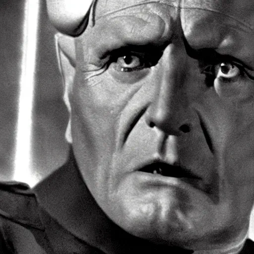 Image similar to A still of Mussolini in Star Trek, colour photo