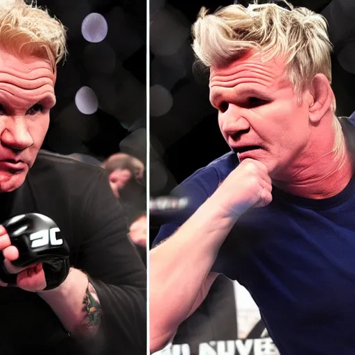 Image similar to Putin fighting Gordon Ramsay in the UFC