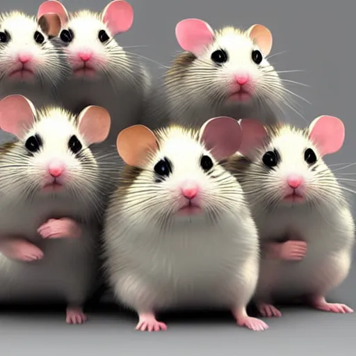 Image similar to Hamsters with mustaches 3d style