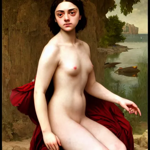 Image similar to arya stark as venus in birth of venus,D&D Monster Manual, digital painting, highly detailed, fantasy, artstation, concept art, smooth, sharp focus, maximalist illustration, trending on artstation, award winning,art by William-Adolphe Bouguereau and artgerm and greg rutkowski and Ruan Jia and Mandy Jurgens