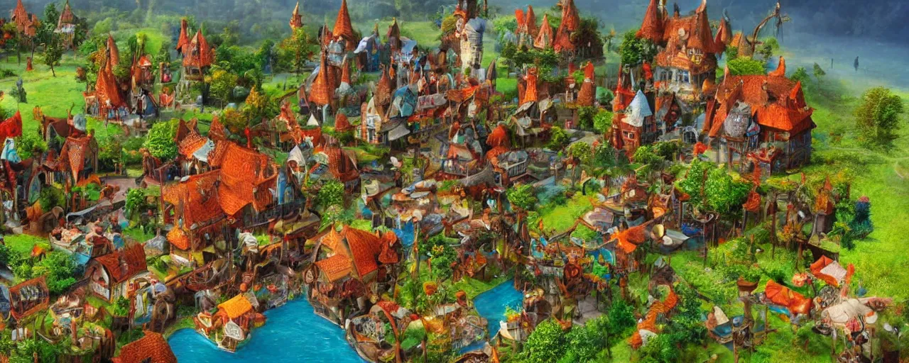 Prompt: fantasy village