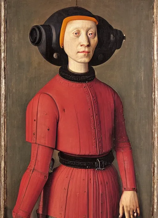 Prompt: a portrait of a cyborg by Jan van Eyck