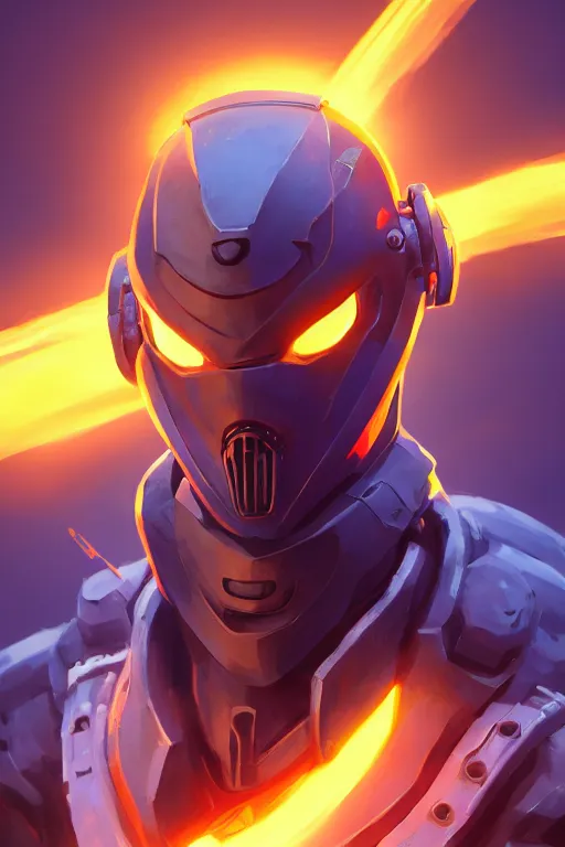 Image similar to epic mask helmet robot ninja portrait stylized as fornite style game design fanart by concept artist gervasio canda, behance hd by jesper ejsing, by rhads, makoto shinkai and lois van baarle, ilya kuvshinov, rossdraws global illumination radiating a glowing aura global illumination ray tracing hdr render in unreal engine 5