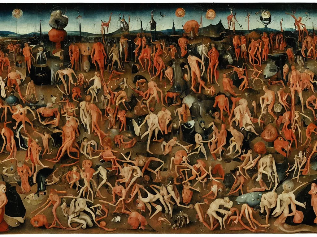 Image similar to a world of flesh in contrasting colors, nervous system cells, shiny flesh colored walls that are alive, loss of molecular cohesion, hieronymous bosch,