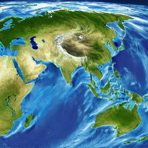 Image similar to this is a land on an unforgiving world of churning oceans and jagged coastlines. every habitable island is situated somewhere along the planet's equator where the weather is still volatile but more hospitable than any points to the north or south