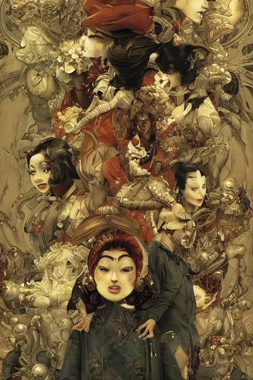 Image similar to 🔞🤡🤼, dynamic lighting, symmetrical dimension, rotary, x - y priority, detailed, by bambang nurdianshyah, garis edelweiss, roby dwi antono and ayami kojima, takato yamamoto, barclay shaw, karol bak, yukito kishiro, norman rockwell