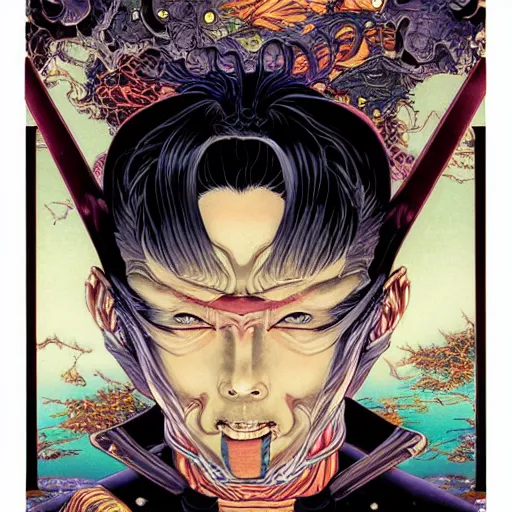 Prompt: portrait of crazy lo - pan, symmetrical, by yoichi hatakenaka, masamune shirow, josan gonzales and dan mumford, ayami kojima, takato yamamoto, barclay shaw, karol bak, yukito kishiro