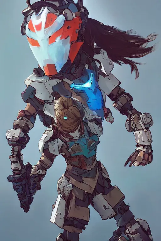 Image similar to combination suit armor aloy horizon forbidden west horizon zero dawn robot ninja mask helmet backpack tribal, art gta 5 comics, official fanart behance hd artstation by jesper ejsing, by rhads, makoto shinkai and lois van baarle, ilya kuvshinov, ossdraws radiating a glowing aura cgi rtx 2 0 2 2