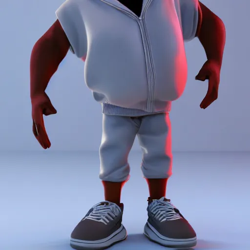 Prompt: hip hop, y2k, late 90s, early 2000s baggy 3d character model render, detailed, white background, 4k