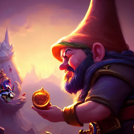 Image similar to [ important ] amazing portrait of funny gnome ], hearthstone splash art, deiv calviz, splash art, natural light, elegant, intricate, fantasy, atmospheric lighting, by greg rutkowski, hearthstone splash art, hd wallpaper, ultra high details, cinematic composition, professional master piece made in one year