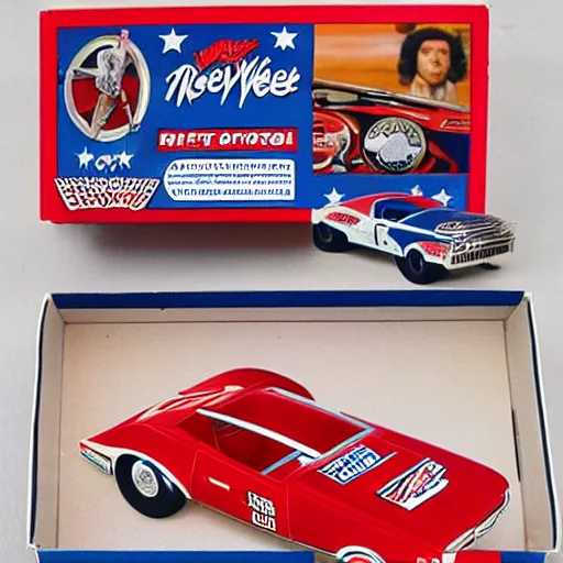 Image similar to evel knievel hotwheels play set, matchbox cars, by mattel, for kids, j. c. penny wish book 1 9 8 2