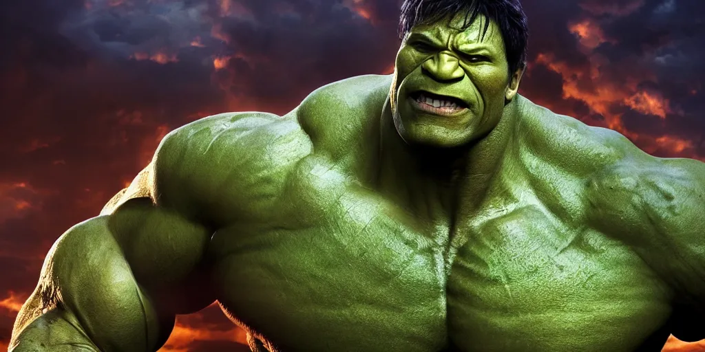 Prompt: dwayne johnson as incredible hulk, highly detailed, environmental light, cinematic by francis tneh