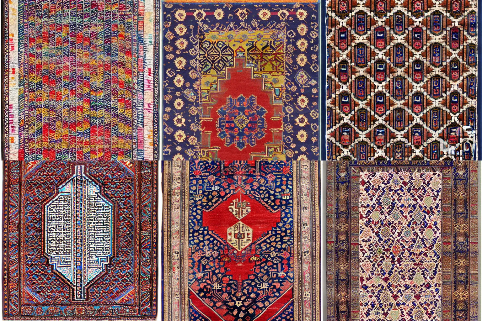 Prompt: colored geometric pattern Persian rug.