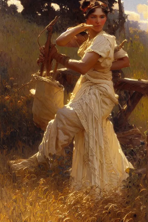 Image similar to farmers maid, highly detailed painting by gaston bussiere, craig mullins, j. c. leyendecker 8 k