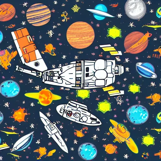 Image similar to a spacecraft with animal patterns and neon decals