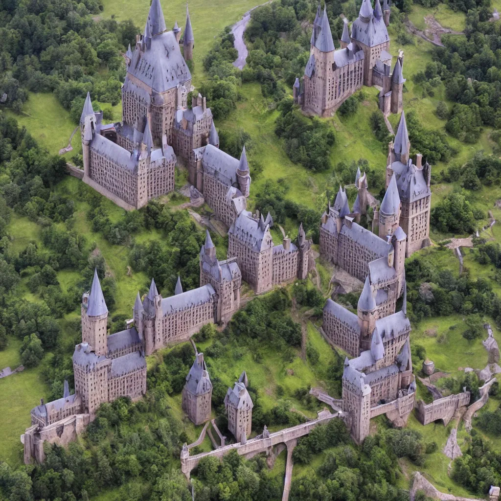 Image similar to hogwarts from the sky