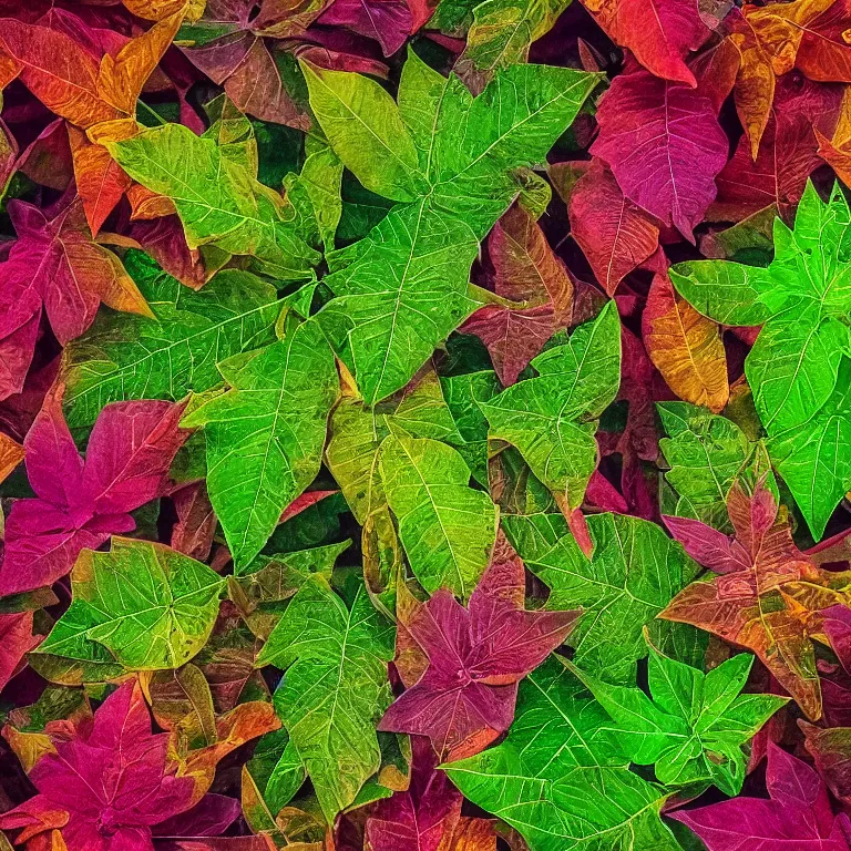 Prompt: a beautiful picture of amborellaceae with fantastic leaves with detailed abaxial structure, structural, textural, fantasy art, high quality, 8 k resolution, colorful, shining