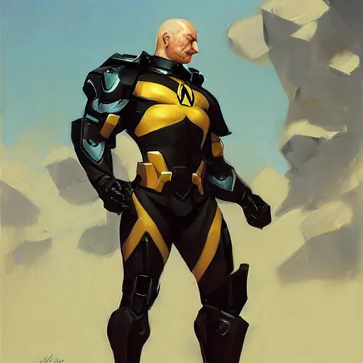 Image similar to greg manchess portrait painting of partially armored professor xavier as overwatch character, medium shot, asymmetrical, profile picture, organic painting, sunny day, matte painting, bold shapes, hard edges, street art, trending on artstation, by huang guangjian and gil elvgren and sachin teng
